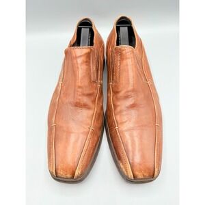 Bacco Bucci Men's Slip on Loafers Shoes Sz 10 Brown Leather Made in Italy *Read